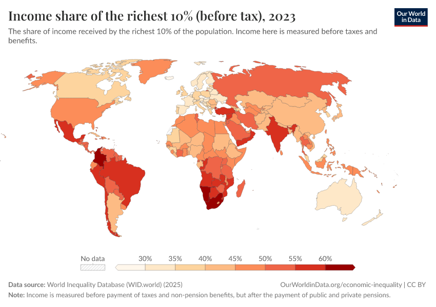 A thumbnail of the "Income share of the richest 10% (before tax)" chart